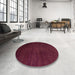 Round Machine Washable Abstract Burgundy Red Rug in a Office, wshabs5571