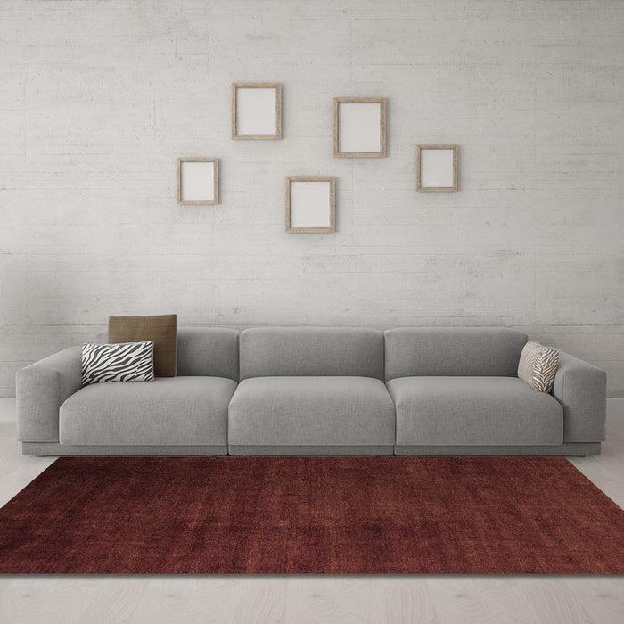 Machine Washable Abstract Brown Modern Rug in a Living Room,, wshabs5571brn
