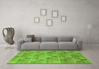 Machine Washable Abstract Green Modern Rug, wshabs5572grn