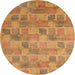 Round Machine Washable Abstract Sedona Brown Rug, wshabs5572