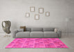 Machine Washable Abstract Pink Modern Rug in a Living Room, wshabs5572pnk