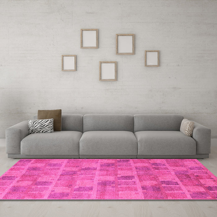 Machine Washable Abstract Pink Modern Rug in a Living Room, wshabs5572pnk