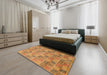 Abstract Sedona Brown Modern Rug in a Bedroom, abs5572