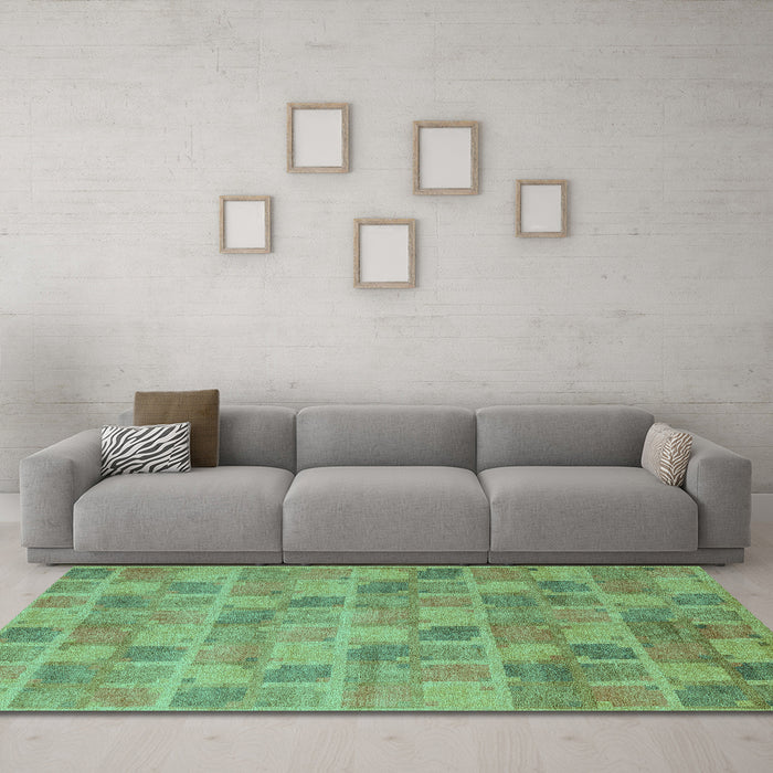 Machine Washable Abstract Turquoise Modern Area Rugs in a Living Room,, wshabs5572turq
