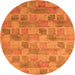 Round Machine Washable Abstract Orange Modern Area Rugs, wshabs5572org