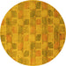 Round Abstract Yellow Modern Rug, abs5572yw