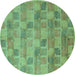 Round Abstract Turquoise Modern Rug, abs5572turq