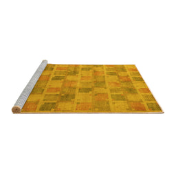 Sideview of Machine Washable Abstract Yellow Modern Rug, wshabs5572yw