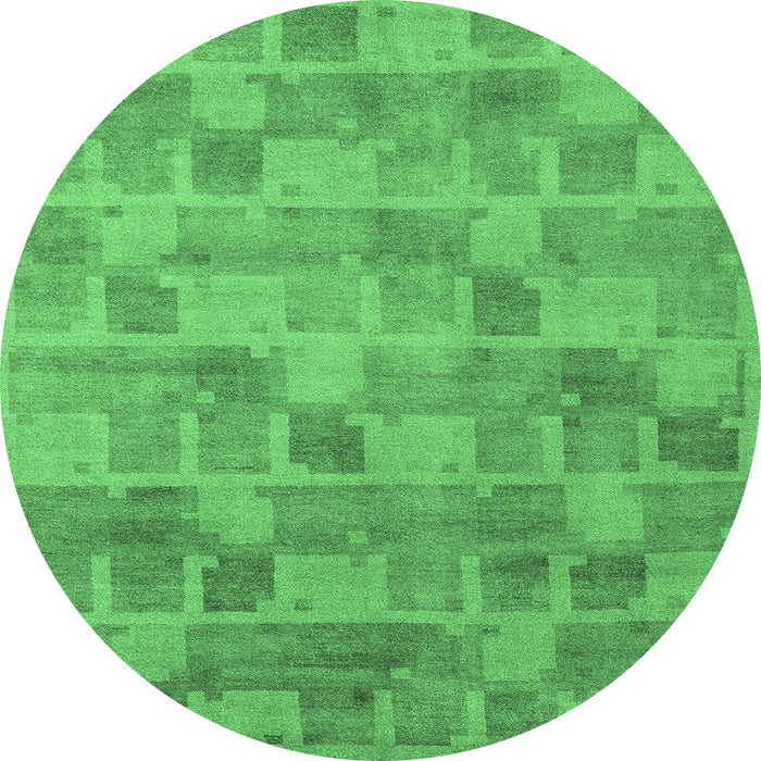 Round Abstract Emerald Green Modern Rug, abs5572emgrn
