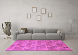 Machine Washable Abstract Purple Modern Area Rugs in a Living Room, wshabs5572pur