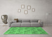 Machine Washable Abstract Emerald Green Modern Area Rugs in a Living Room,, wshabs5572emgrn