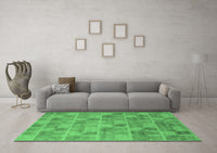 Machine Washable Abstract Emerald Green Modern Rug, wshabs5572emgrn