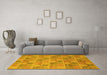 Machine Washable Abstract Yellow Modern Rug in a Living Room, wshabs5572yw