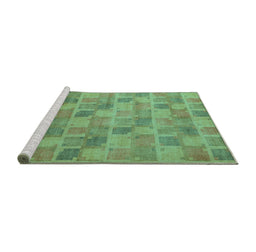 Sideview of Machine Washable Abstract Turquoise Modern Area Rugs, wshabs5572turq