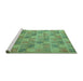 Sideview of Machine Washable Abstract Turquoise Modern Area Rugs, wshabs5572turq