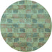 Round Abstract Light Blue Modern Rug, abs5572lblu