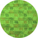 Round Machine Washable Abstract Green Modern Area Rugs, wshabs5572grn