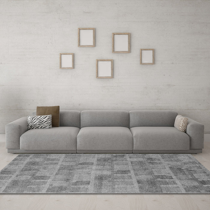 Machine Washable Abstract Gray Modern Rug in a Living Room,, wshabs5572gry