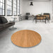 Round Machine Washable Abstract Orange Rug in a Office, wshabs5573