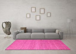 Machine Washable Abstract Pink Modern Rug in a Living Room, wshabs5573pnk