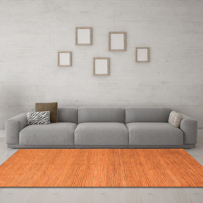 Machine Washable Abstract Orange Modern Area Rugs in a Living Room, wshabs5573org
