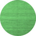 Round Machine Washable Abstract Emerald Green Modern Area Rugs, wshabs5573emgrn