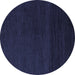 Round Abstract Blue Modern Rug, abs5574blu