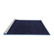 Sideview of Machine Washable Abstract Blue Modern Rug, wshabs5574blu