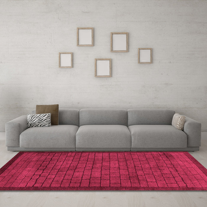 Machine Washable Abstract Pink Modern Rug in a Living Room, wshabs5575pnk