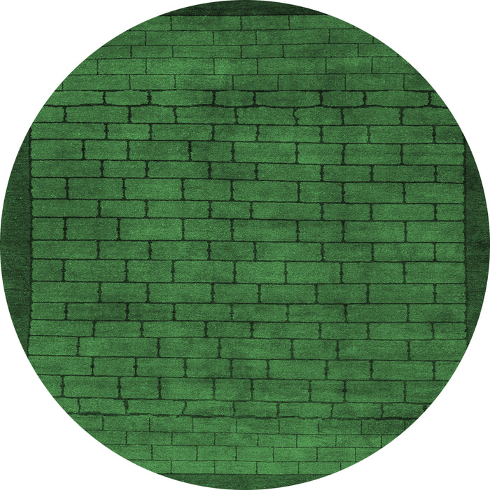 Round Abstract Emerald Green Modern Rug, abs5575emgrn