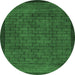 Round Abstract Emerald Green Modern Rug, abs5575emgrn