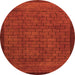 Round Abstract Orange Modern Rug, abs5575org