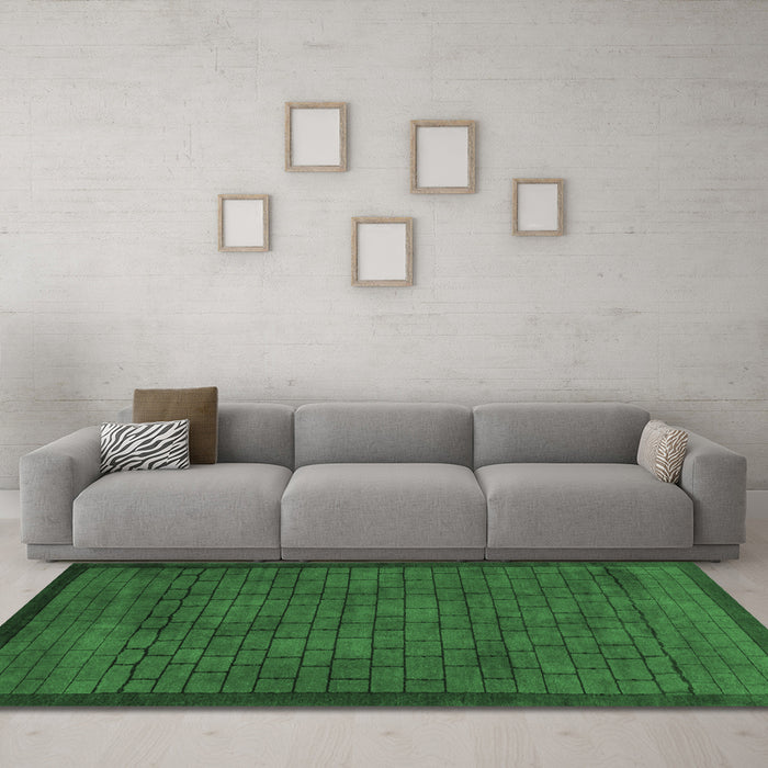 Machine Washable Abstract Emerald Green Modern Area Rugs in a Living Room,, wshabs5575emgrn