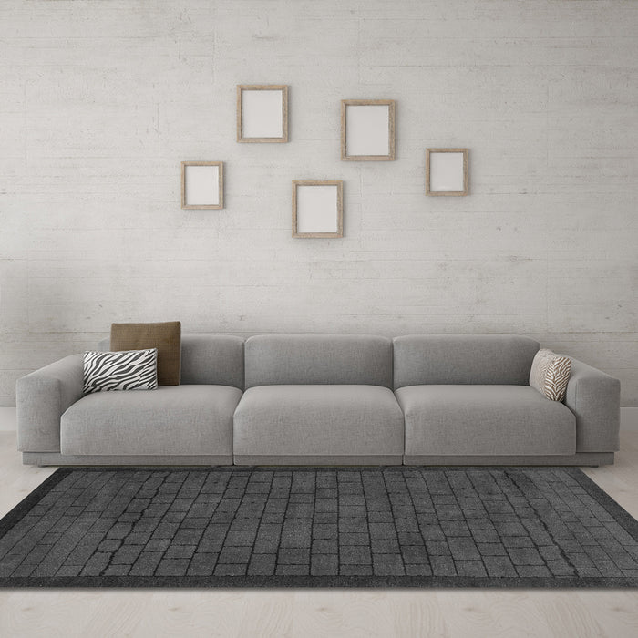 Machine Washable Abstract Gray Modern Rug in a Living Room,, wshabs5575gry