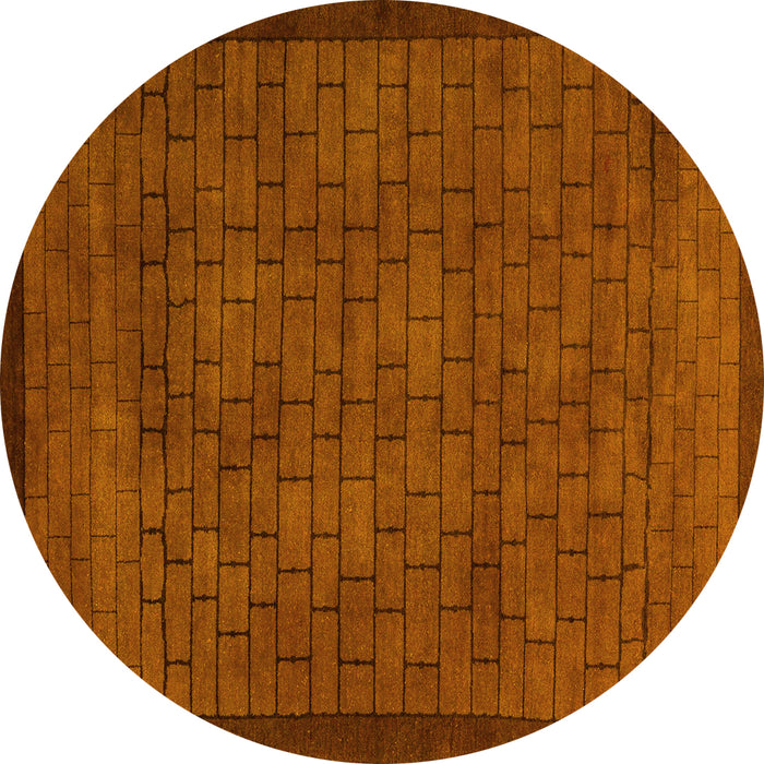 Round Abstract Yellow Modern Rug, abs5575yw