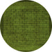 Round Machine Washable Abstract Green Modern Area Rugs, wshabs5575grn