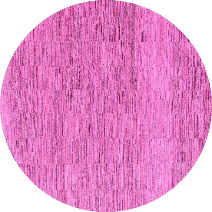 Round Machine Washable Solid Pink Modern Rug, wshabs5576pnk