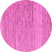 Round Machine Washable Solid Pink Modern Rug, wshabs5576pnk