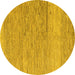 Round Machine Washable Solid Yellow Modern Rug, wshabs5576yw