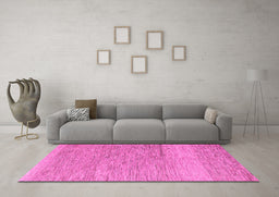Machine Washable Solid Pink Modern Rug in a Living Room, wshabs5576pnk