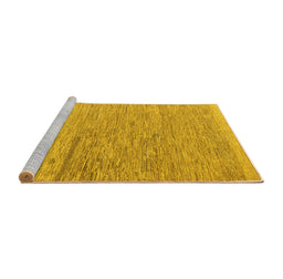 Sideview of Machine Washable Solid Yellow Modern Rug, wshabs5576yw