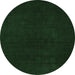 Round Machine Washable Abstract Emerald Green Modern Area Rugs, wshabs5577emgrn