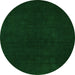 Round Machine Washable Abstract Green Modern Area Rugs, wshabs5577grn