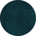 Round Abstract Turquoise Modern Rug, abs5577turq