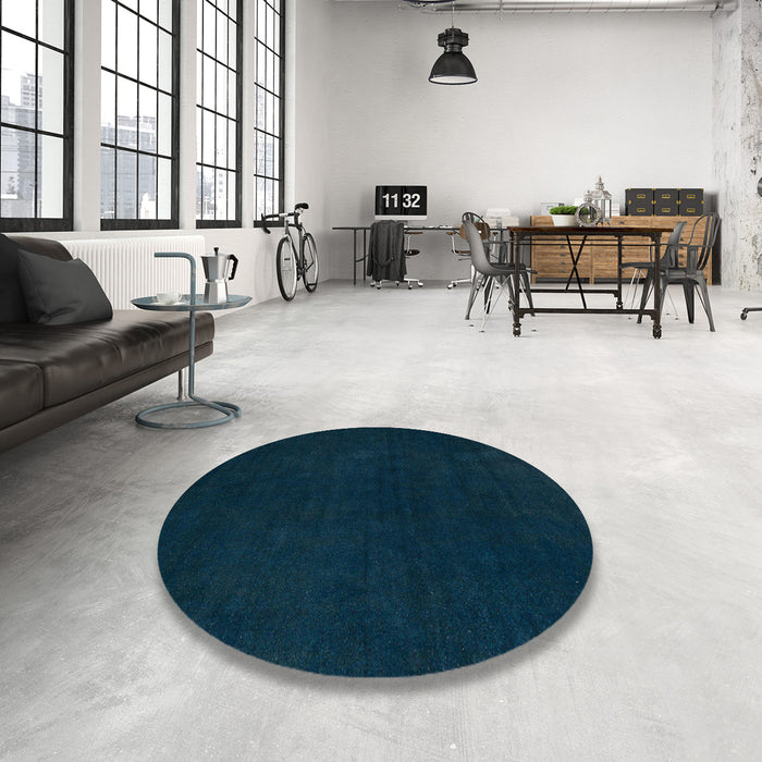 Round Abstract Teal Green Modern Rug in a Office, abs5577