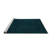 Sideview of Machine Washable Abstract Turquoise Modern Area Rugs, wshabs5577turq