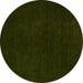 Round Abstract Yellow Modern Rug, abs5577yw