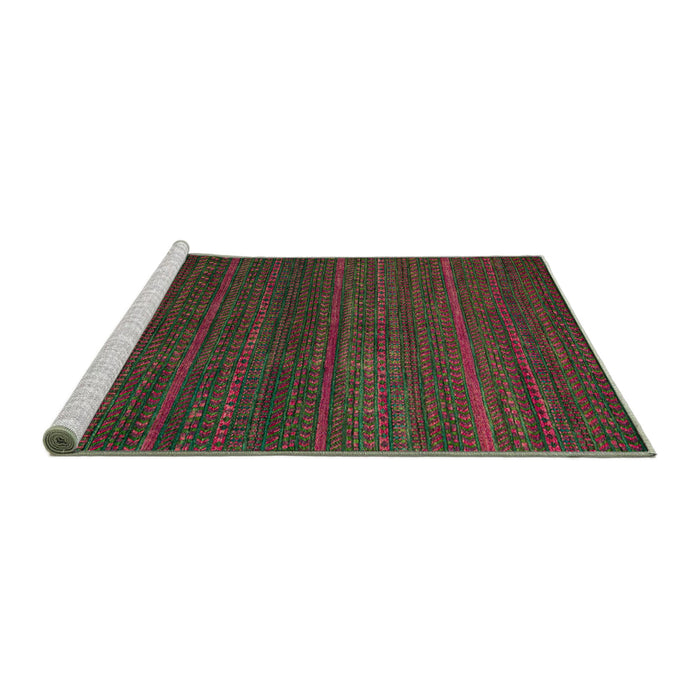 Sideview of Machine Washable Abstract Army Green Rug, wshabs5578