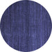 Round Abstract Blue Modern Rug, abs5578blu