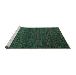 Sideview of Machine Washable Abstract Turquoise Modern Area Rugs, wshabs5578turq